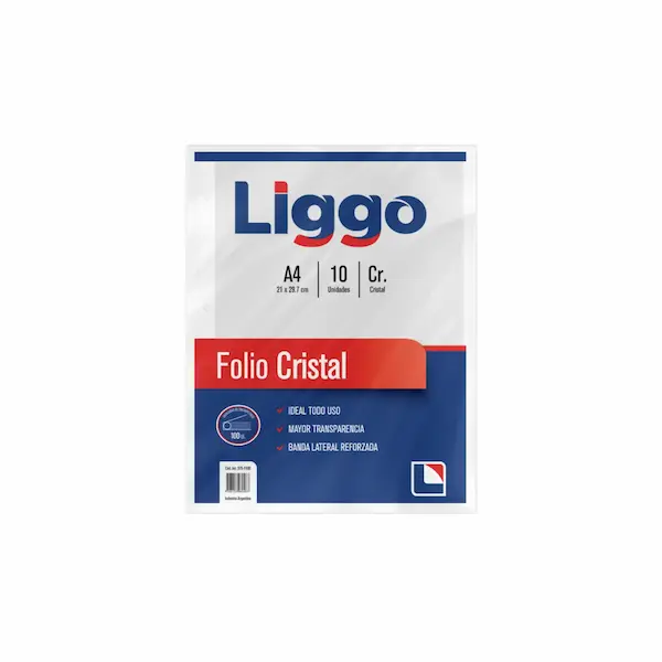 Folios A4 cristal Liggo x 10u