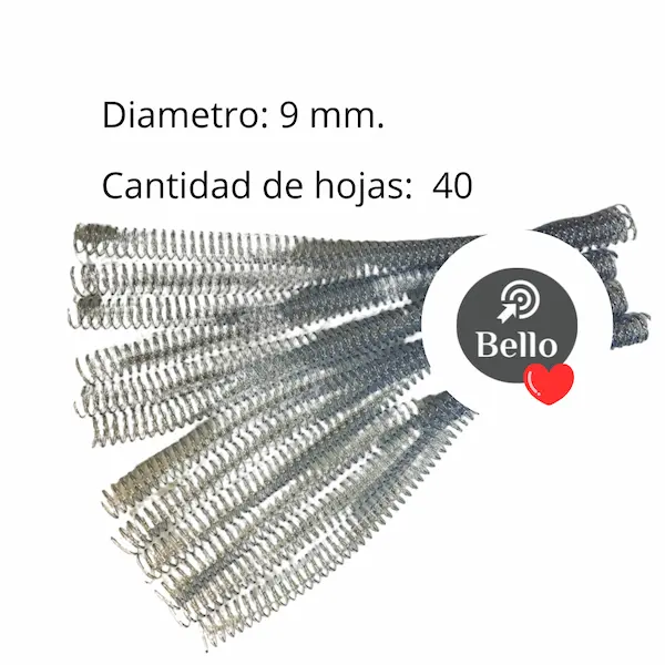 Espiral plastico para encuadernar 9 mm.