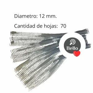 Espiral plastico para encuadernar 12 mm.