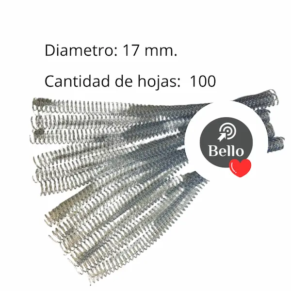 Espiral plastico para encuadernar 17 mm.