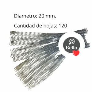 Espiral plastico para encuadernar 20 mm.