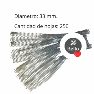 Espiral plastico para encuadernar 33 mm.