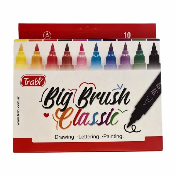 Marcadores fibras Trabi Big Brush clasicos x 10 u.