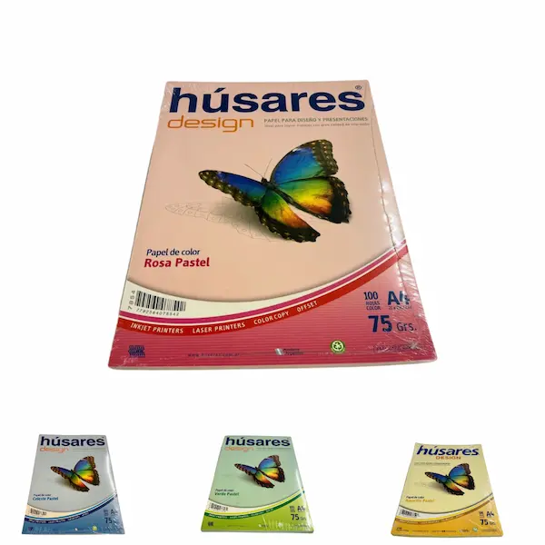 Resma A4 color Husares Design 75 gr. x 100 hojas