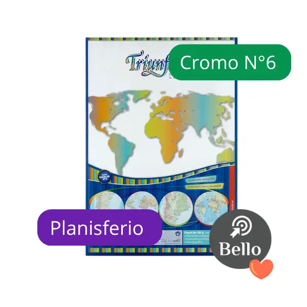 Mapa Cromo N6 Planisferio Fisico Politico