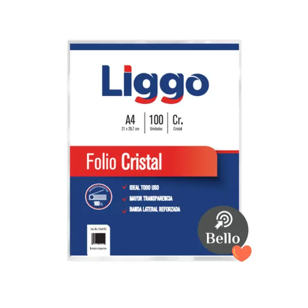 Folios A4 cristal Liggo x 100u